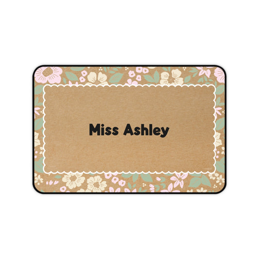 Kraft Paper Floral Personalized Desk Mat | Miss Honey's Cottage Classroom