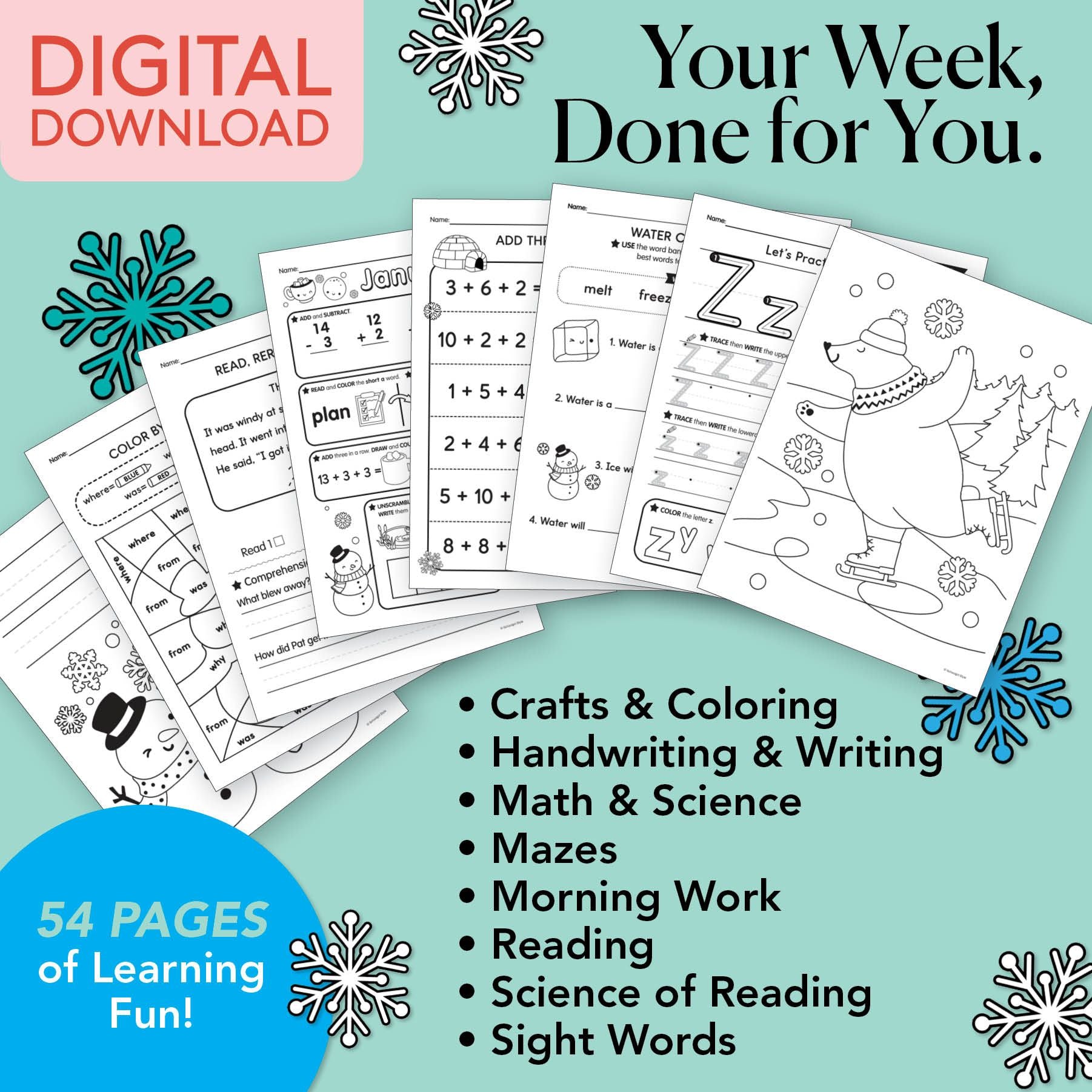 Printable First Grade January Week 2 Resources