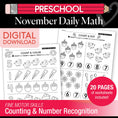 Load image into Gallery viewer, Printable Preschool November Daily Math
