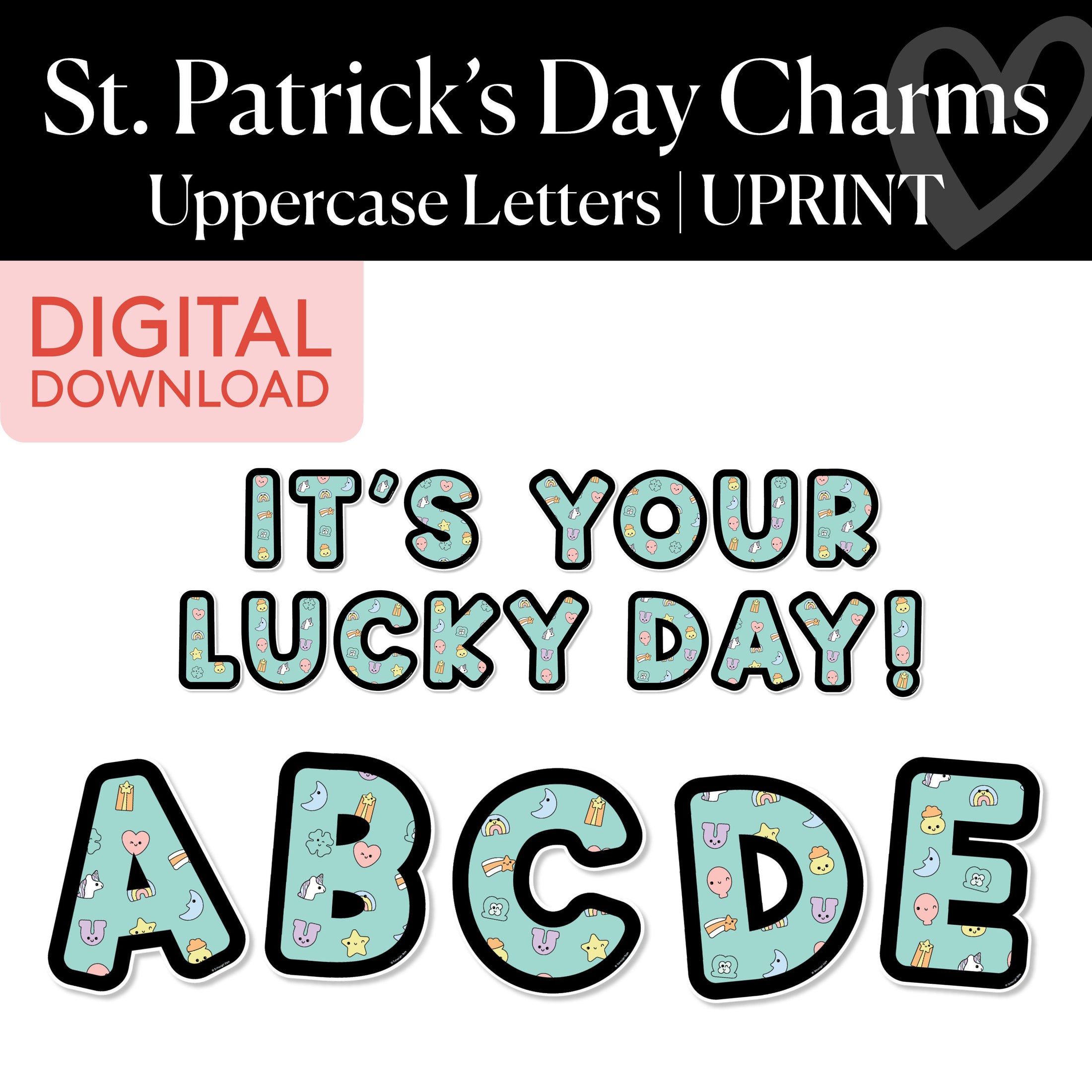 Printable March Uppercase Letters | St. Patrick's Day Charms