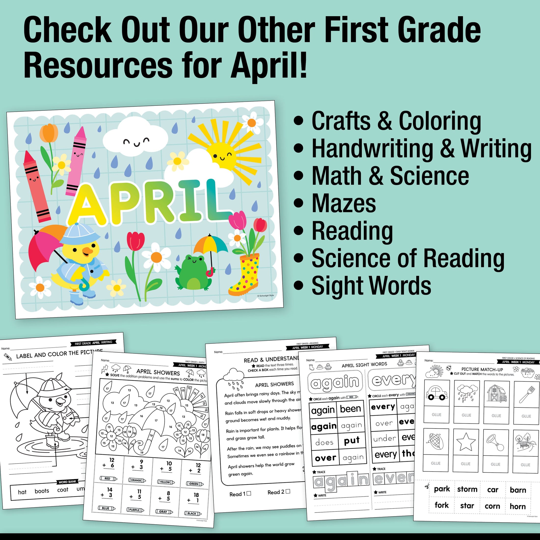 Printable First Grade April Daily Morning Work