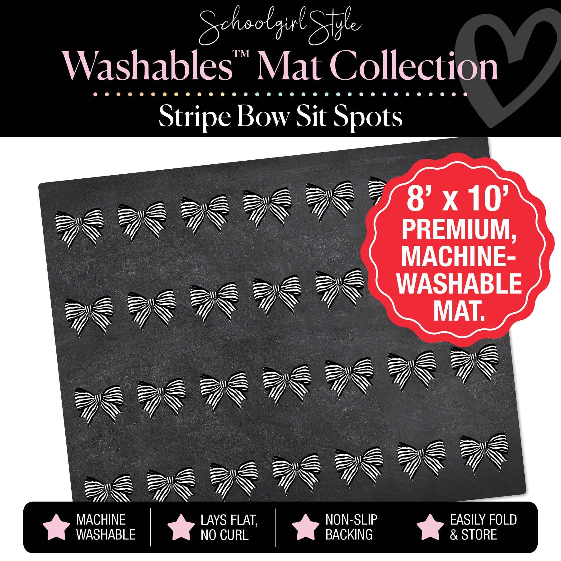 Stripe Bow Sit Spots Classroom Mat by Schoolgirl Style