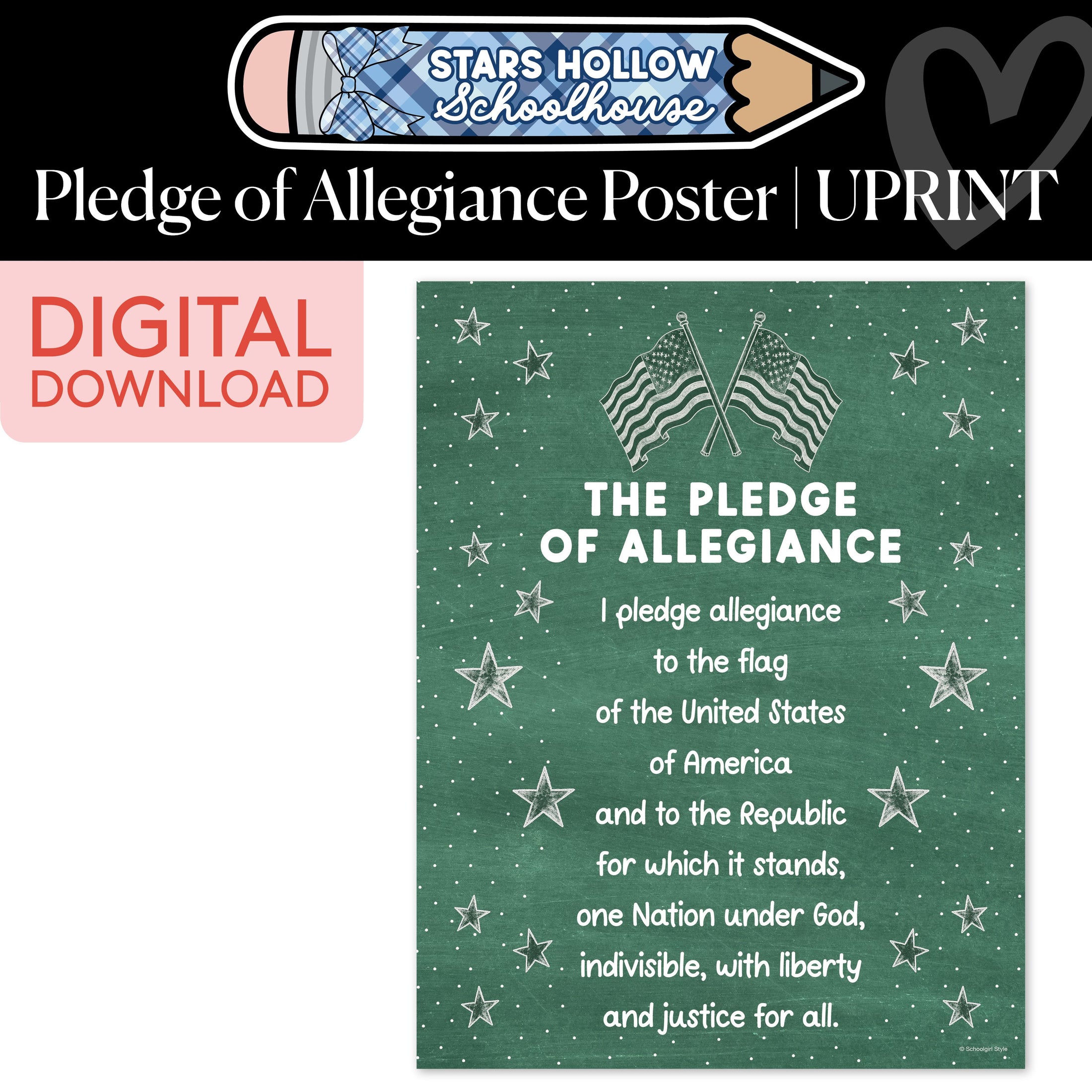 Printable Cozy Pledge of Allegiance Poster | School in Stars Hollow