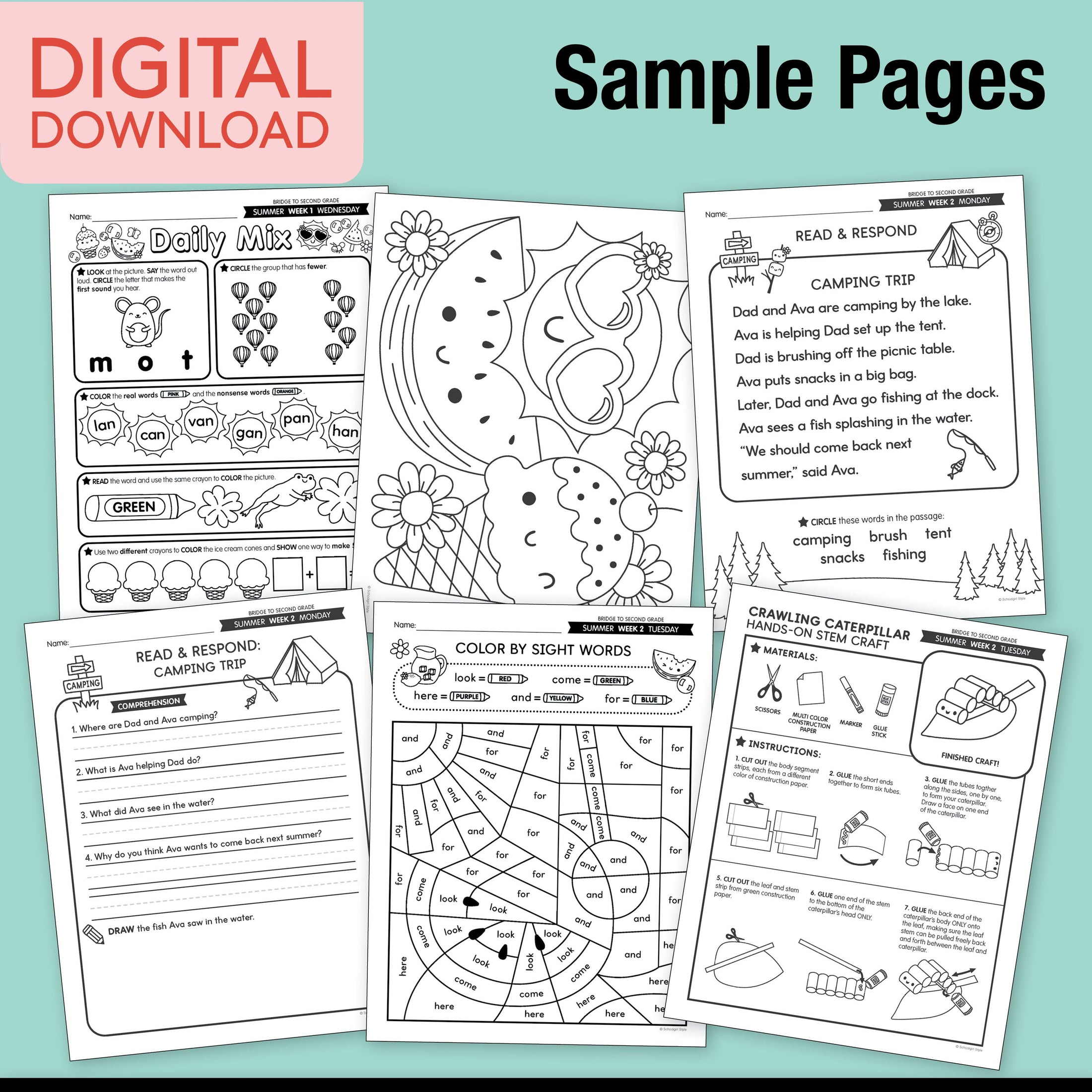 Printable Bridge To Second Grade Digital Summer Workbook