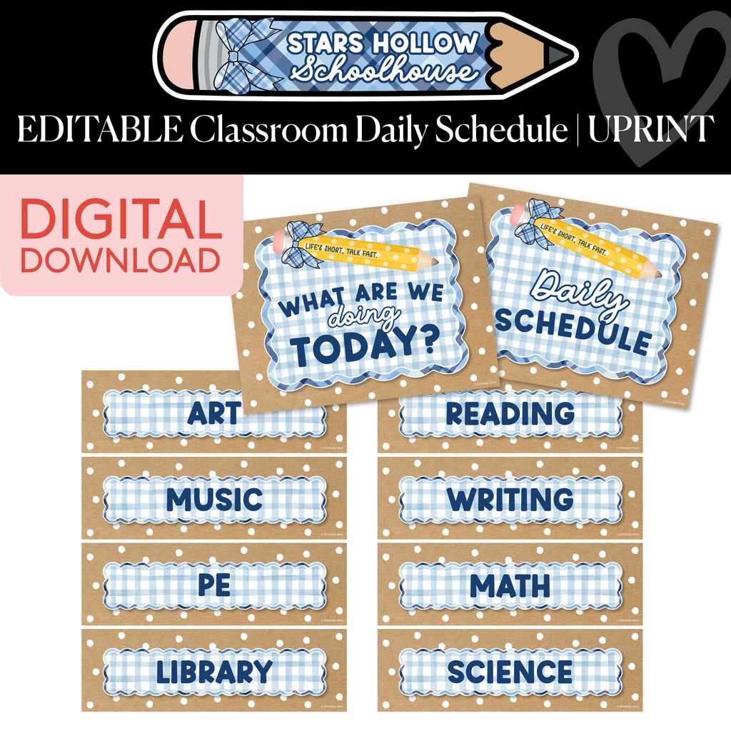 Printable Cozy Editable Classroom Daily Schedule | Stars Hollow Schoolhouse