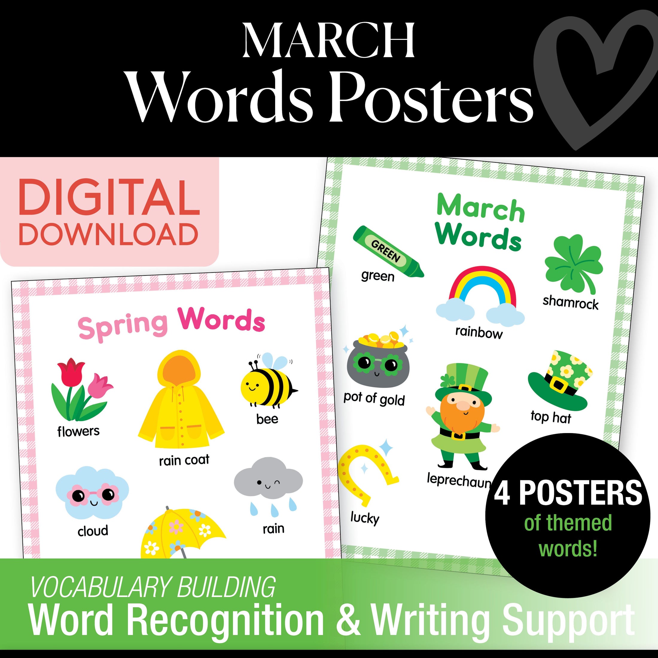 Printable March Words Posters