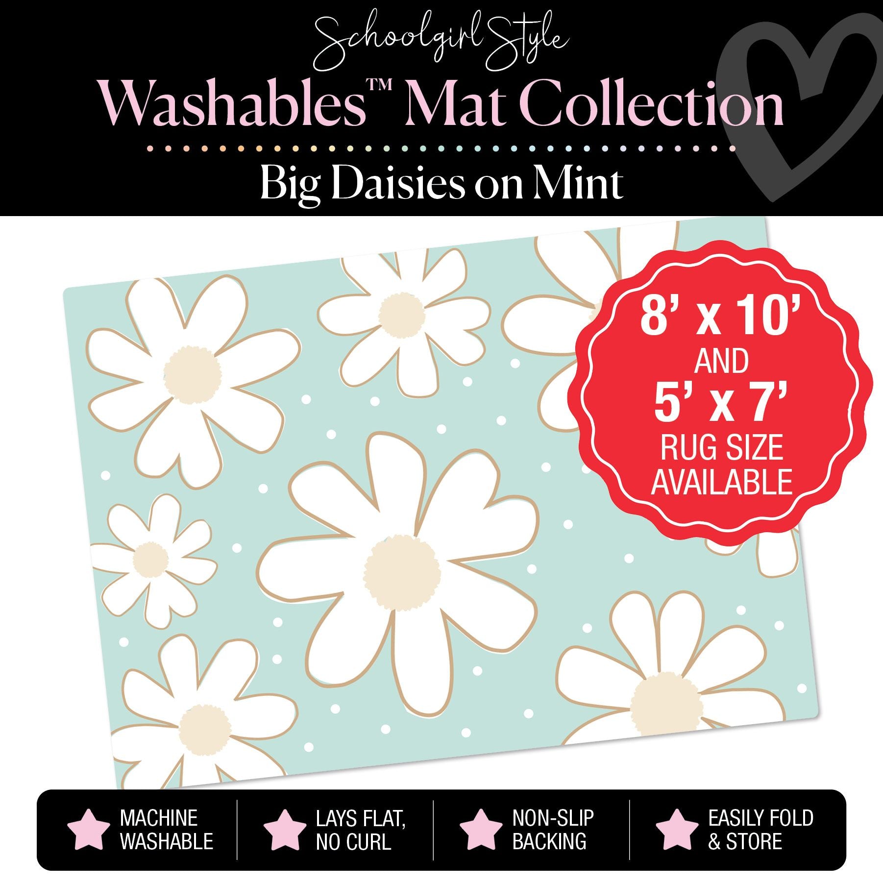 Bright Days Daisies on Mint Classroom Mat by Schoolgirl Style