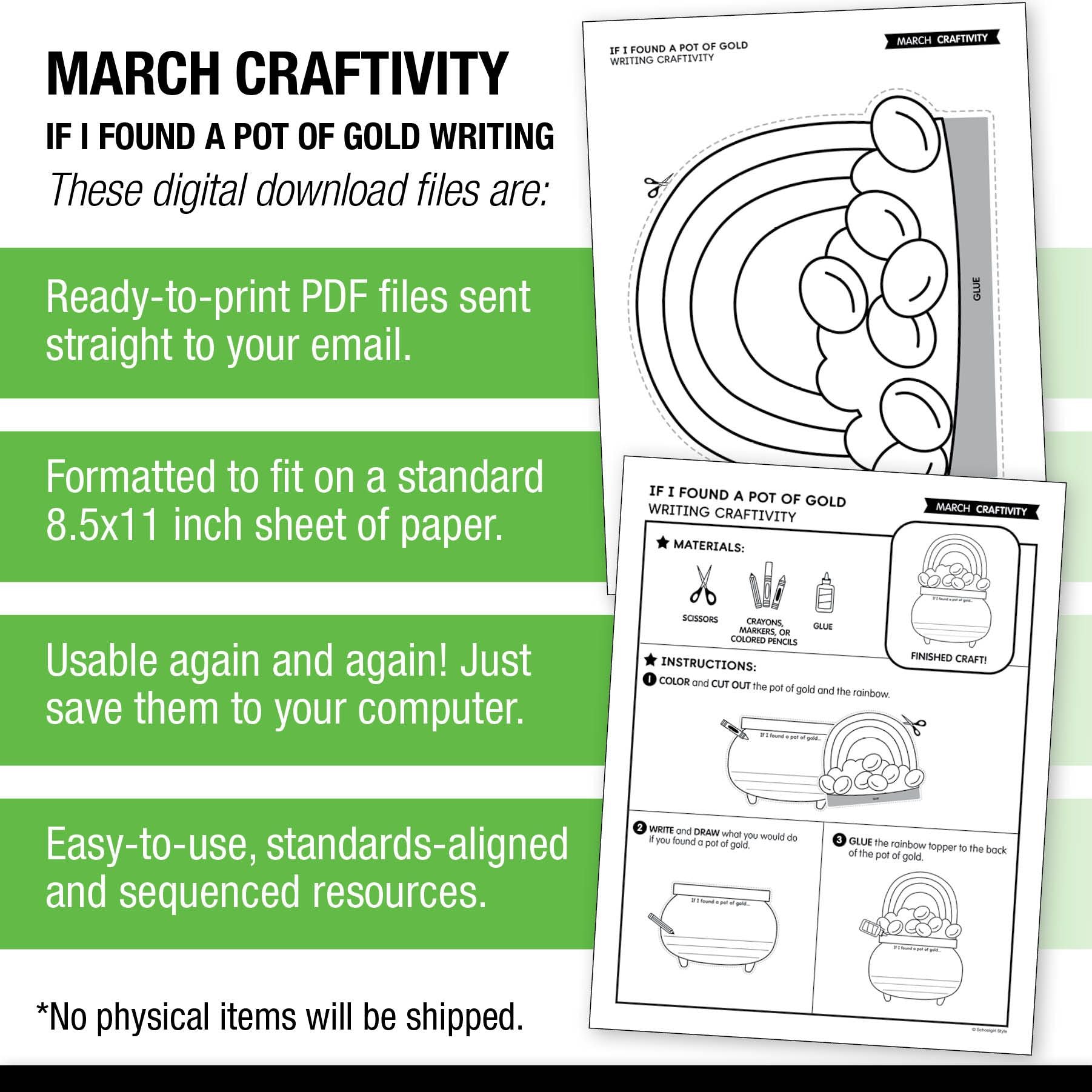Printable March If I Found A Pot Of Gold Craftivity