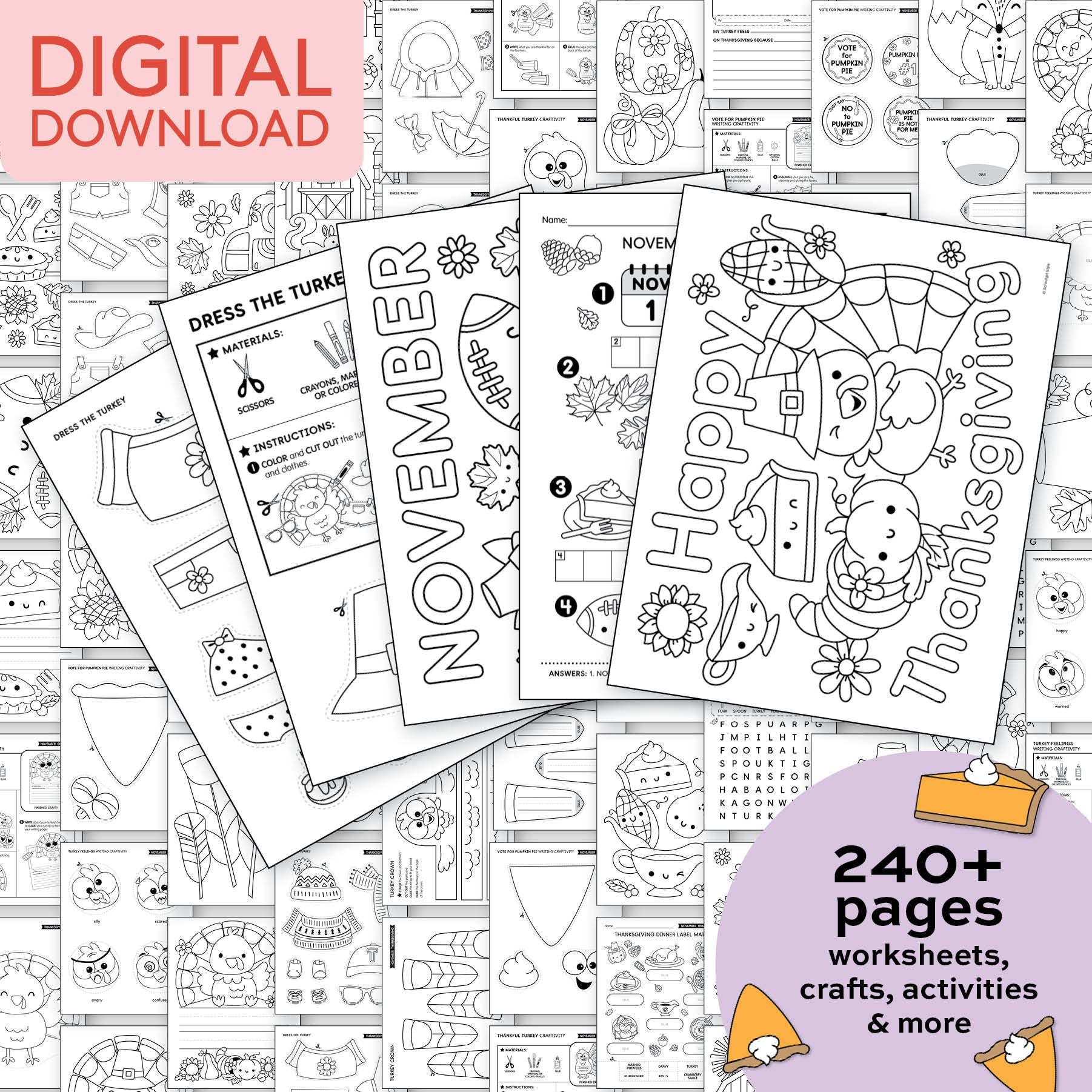 Printable Second Grade November Thematic Unit Bundle