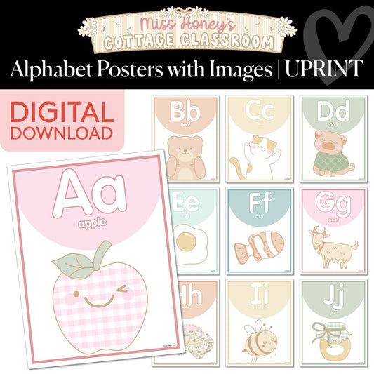 Printable Calming Alphabet Posters with Images | Miss Honey's Cottage Classroom