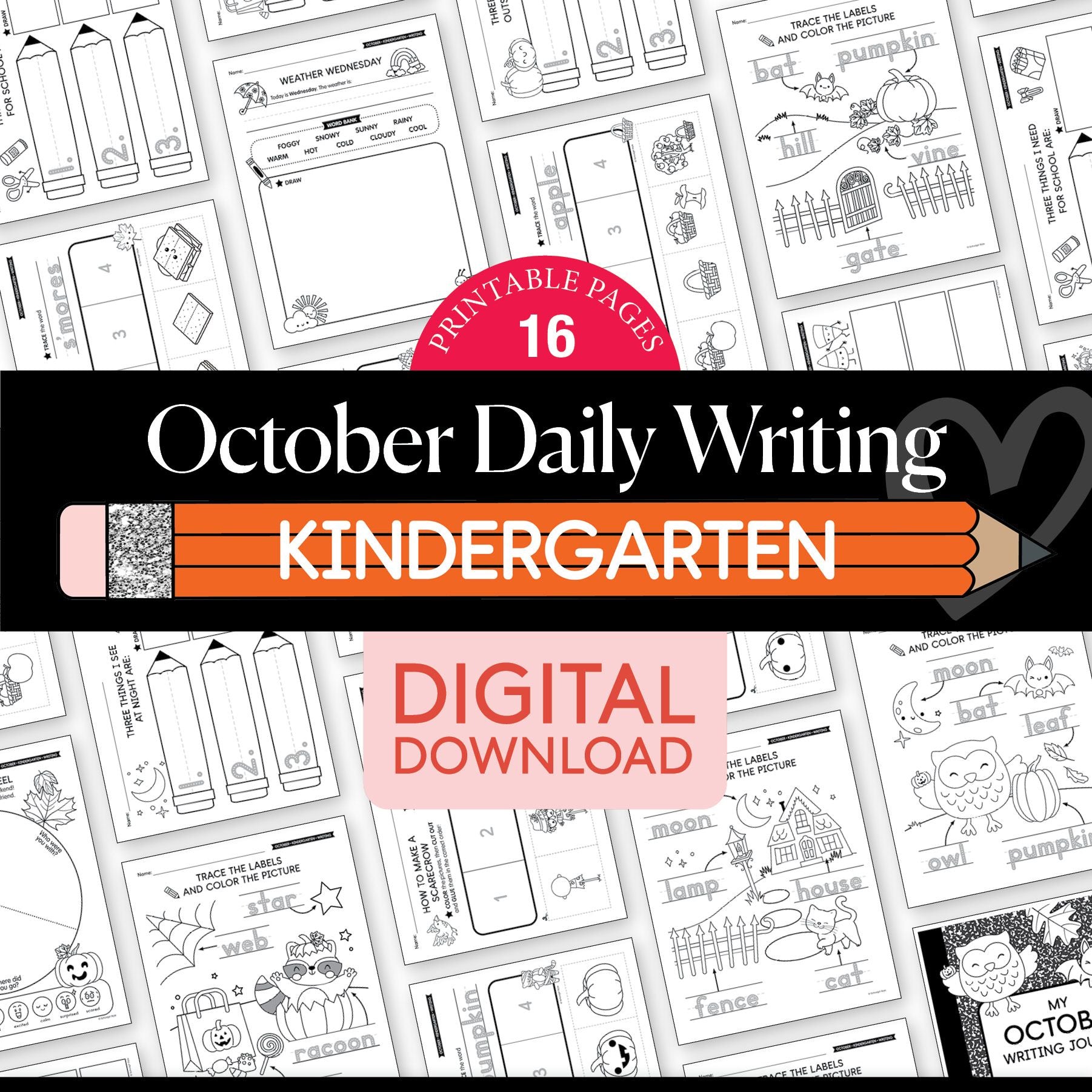 Printable Kindergarten October Daily Writing