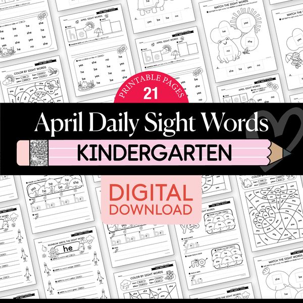 Printable Kindergarten April Daily Sight Words