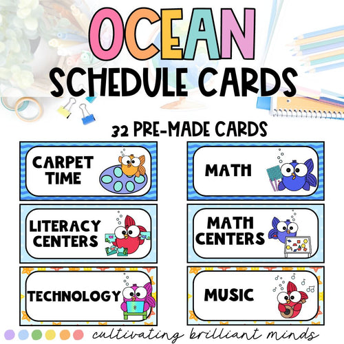Editable Daily Schedule Cards | Ocean Themed | Ocean Classroom Decor