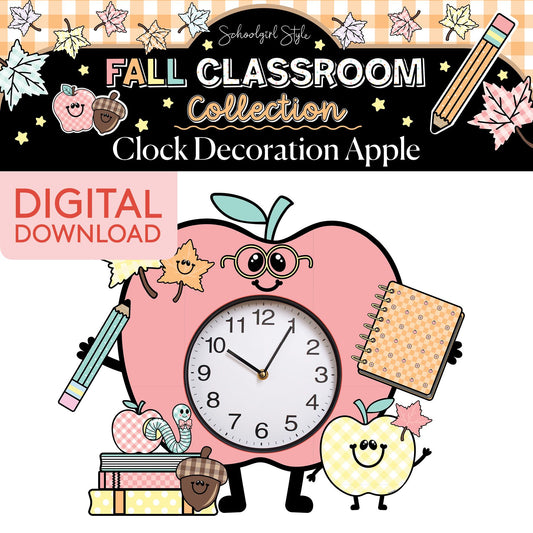 Printable Pastel Fall Apple Clock Decoration
