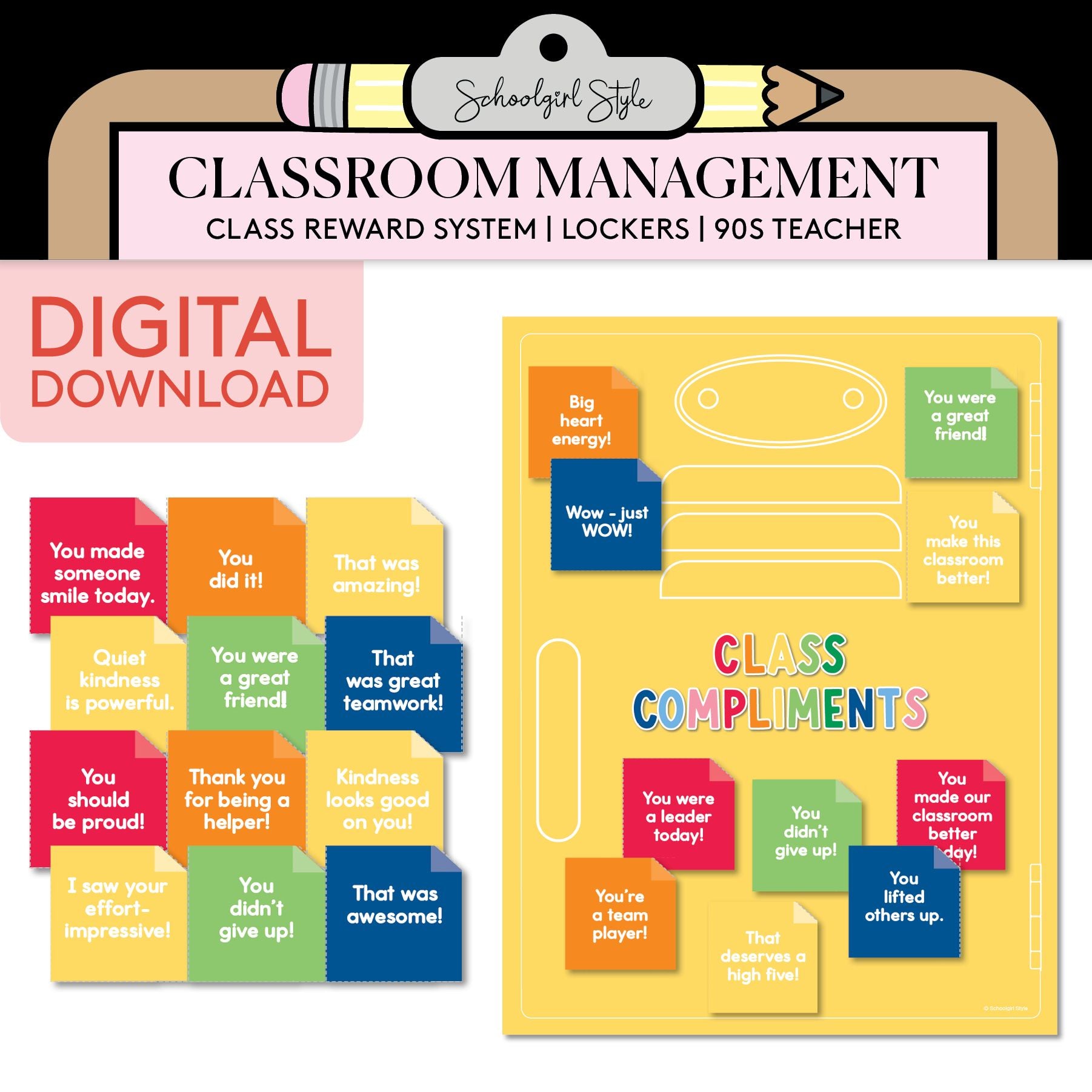 Printable Lockers Class Reward System | 90s Teacher