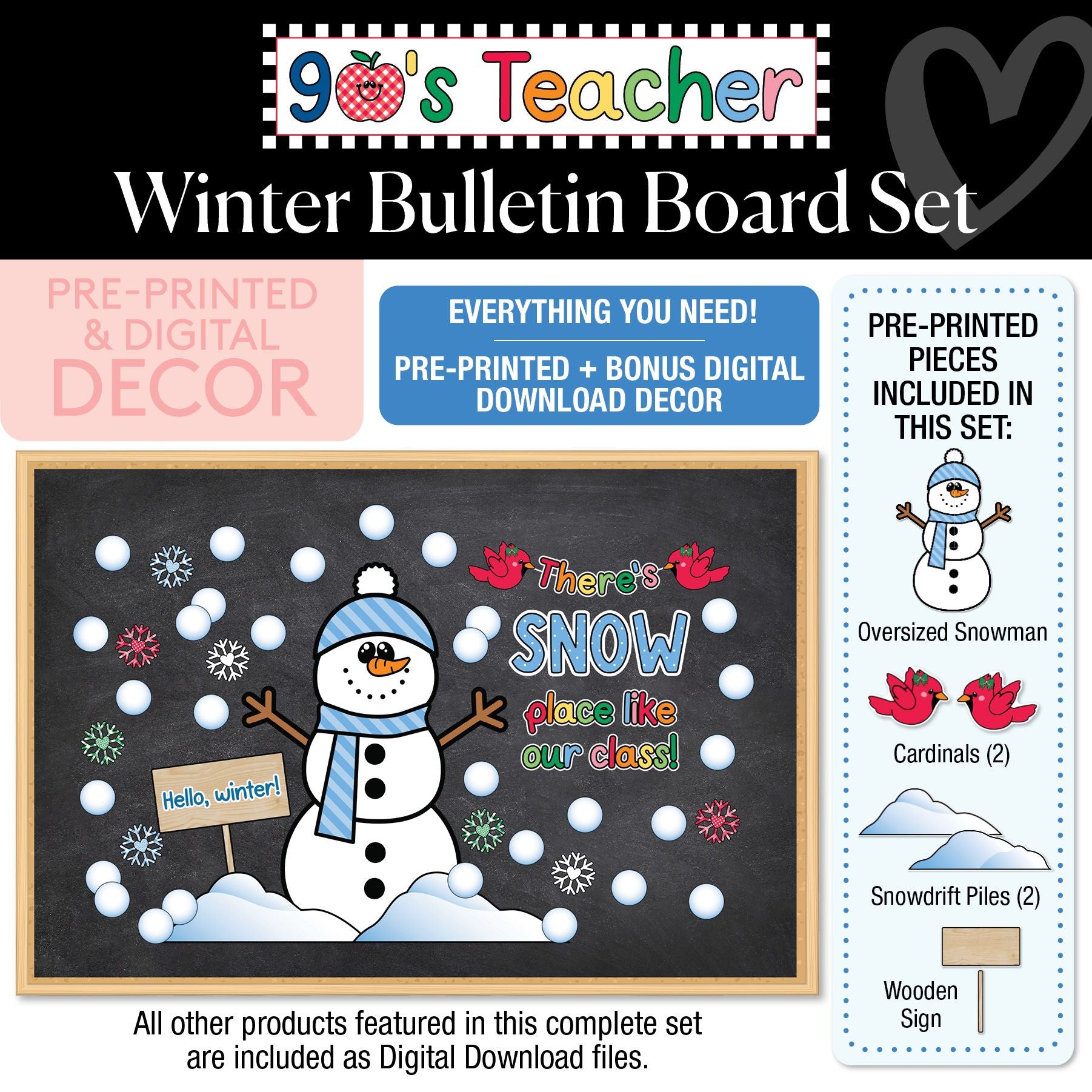 Retro Winter Snow Place Like Our Class Bulletin Board Set | 90s Teacher