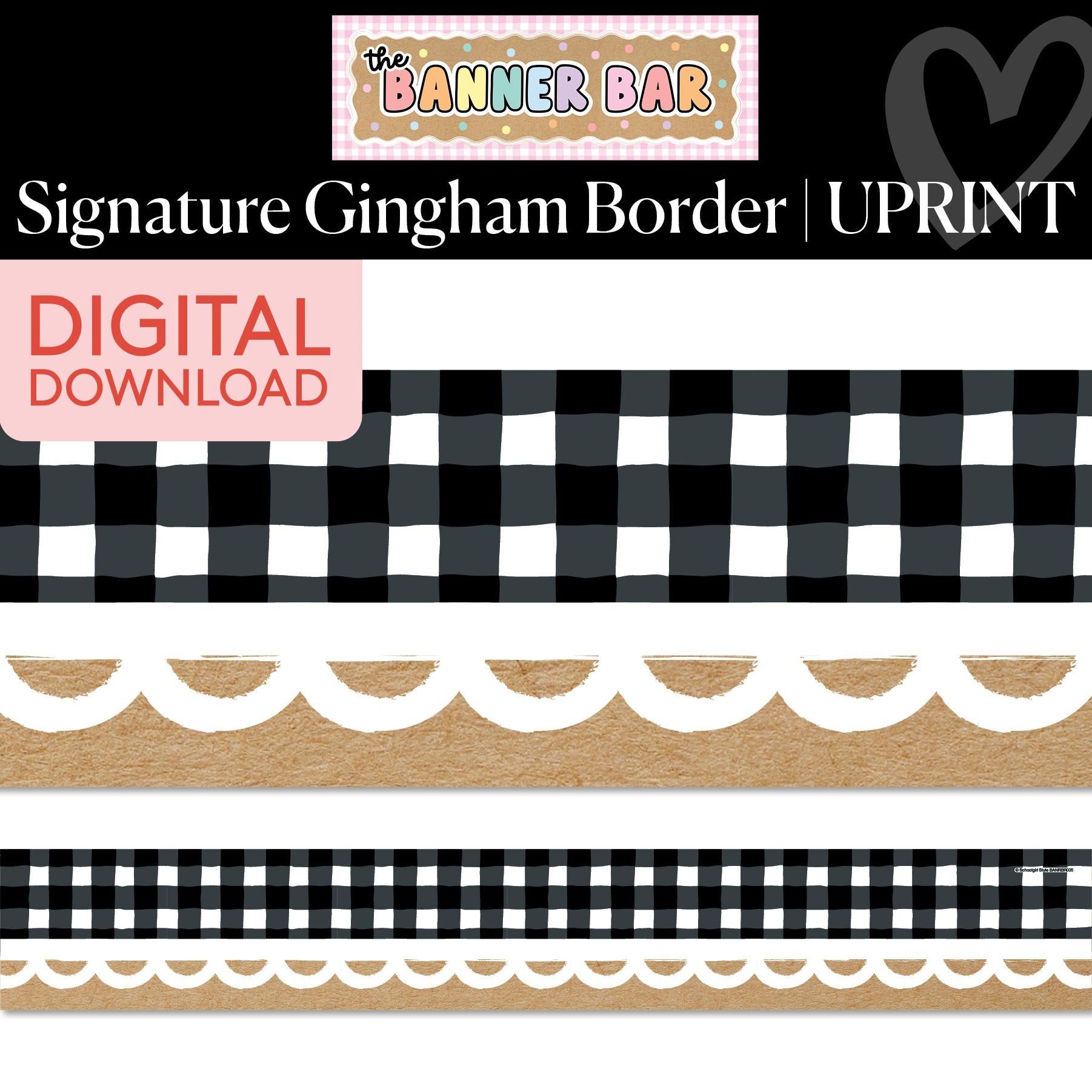 Printable Signature Gingham Border