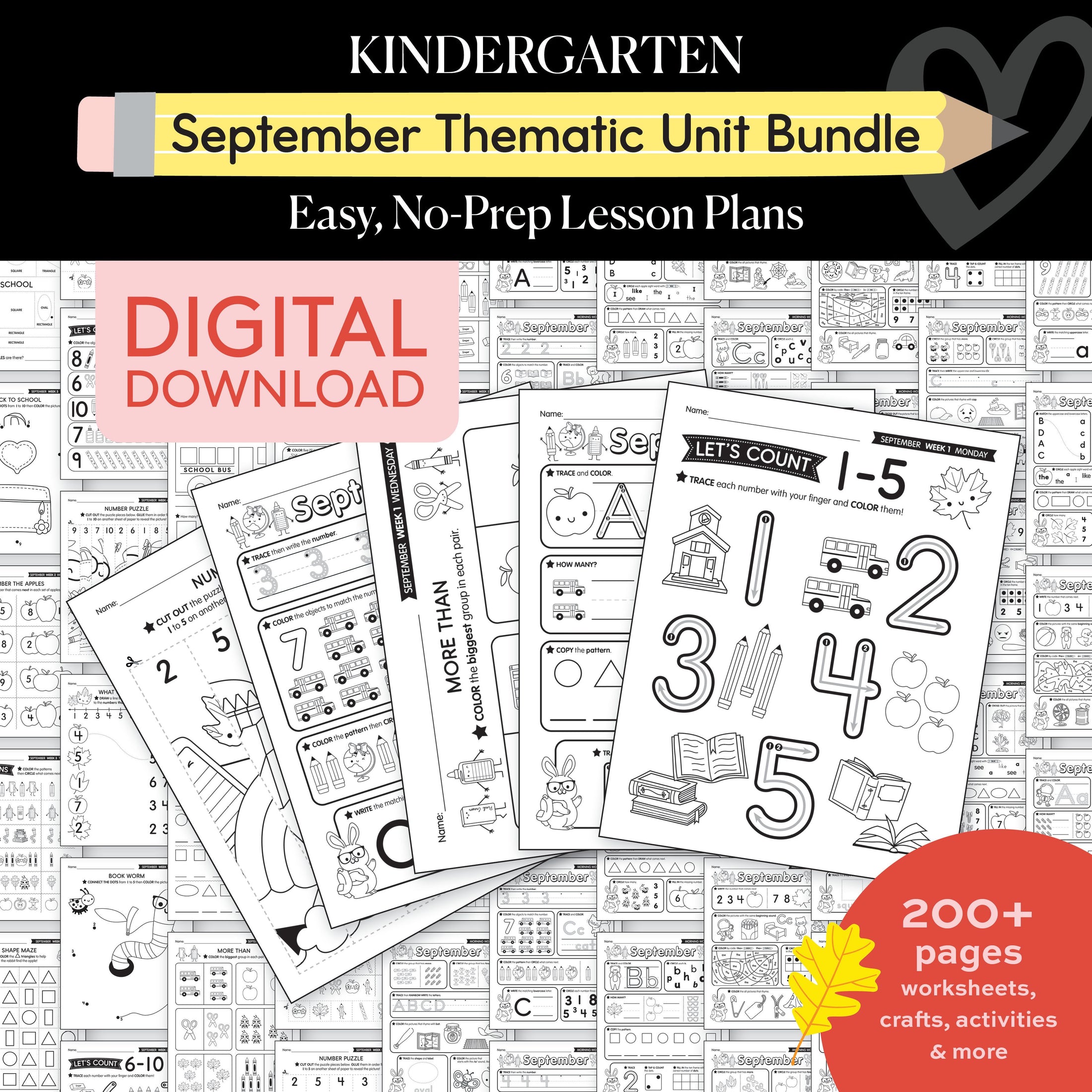 Kindergarten September Thematic Unit Bundle