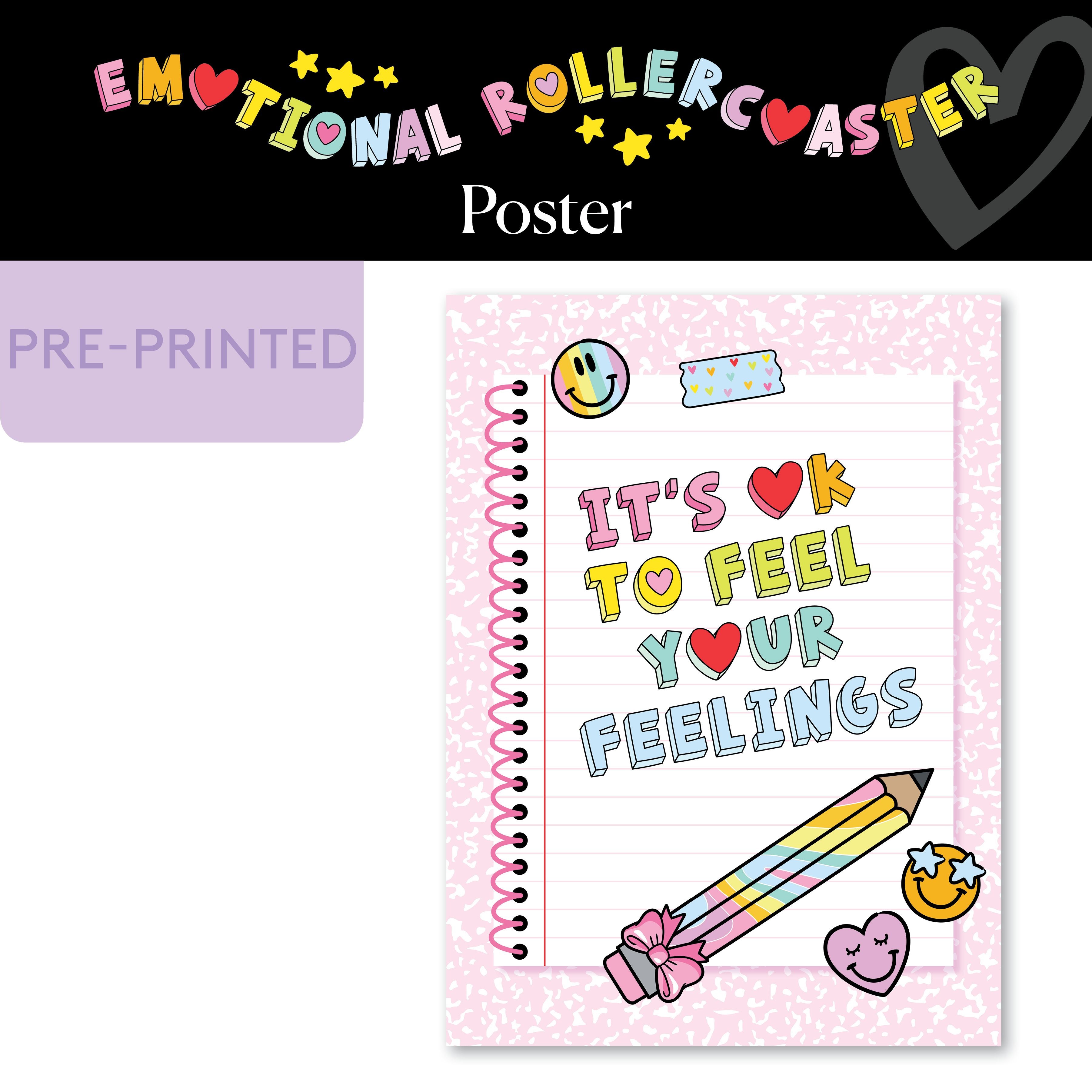 It's Ok To Feel Rainbow Pastel Classroom Poster | Emotional Rollercoas ...