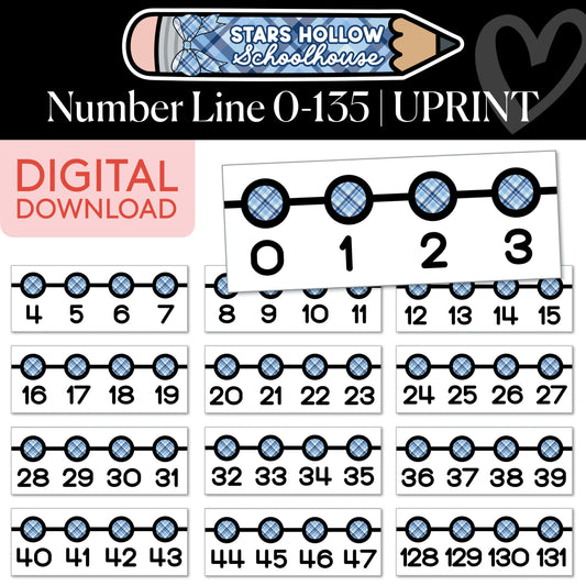 Printable Cozy Number Line 0-135 | School in Stars Hollow