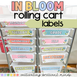 In Bloom Editable Rolling Cart Draw Labels | Back to School | Classroom Decor