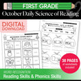 Load image into Gallery viewer, Printable First Grade October Daily Science of Reading Worksheets

