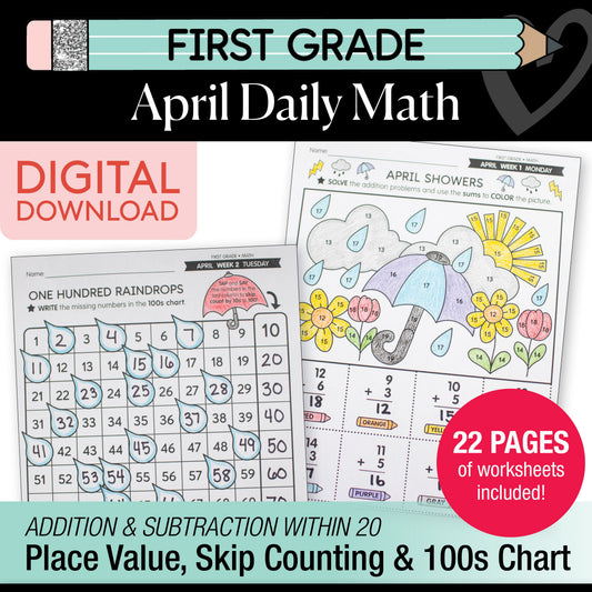 Printable First Grade April Daily Math