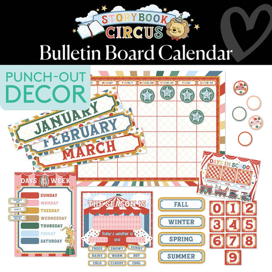 Vintage Circus Calendar Bulletin Board Set | Storybook Circus