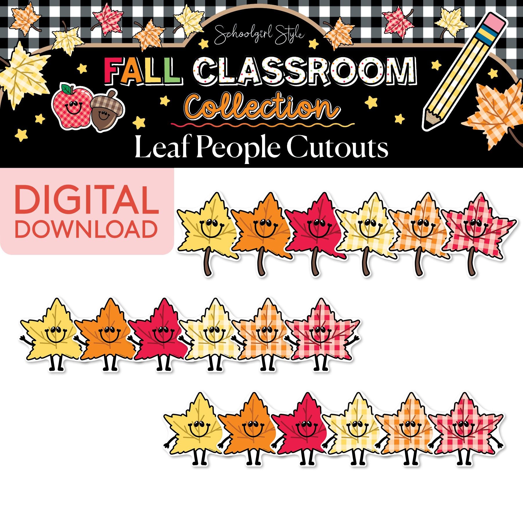 Printable Fall Leaf People Cutouts | 90s Teacher