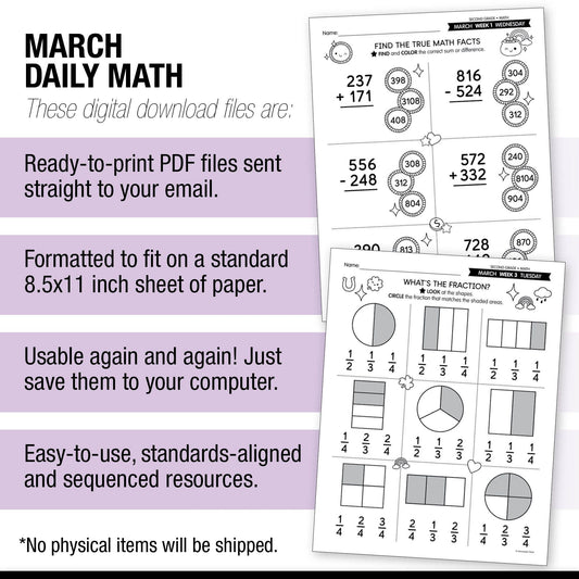 Printable Second Grade March Daily Morning Work