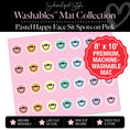 Load image into Gallery viewer, Pastel Happy Faces Sit Spot on Pink Polka Dot Classroom Mat by Schoolgirl Style

