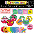 Load image into Gallery viewer, Printable Bright Rainbow Locker Stickers Bulletin Board Cutouts | School Days
