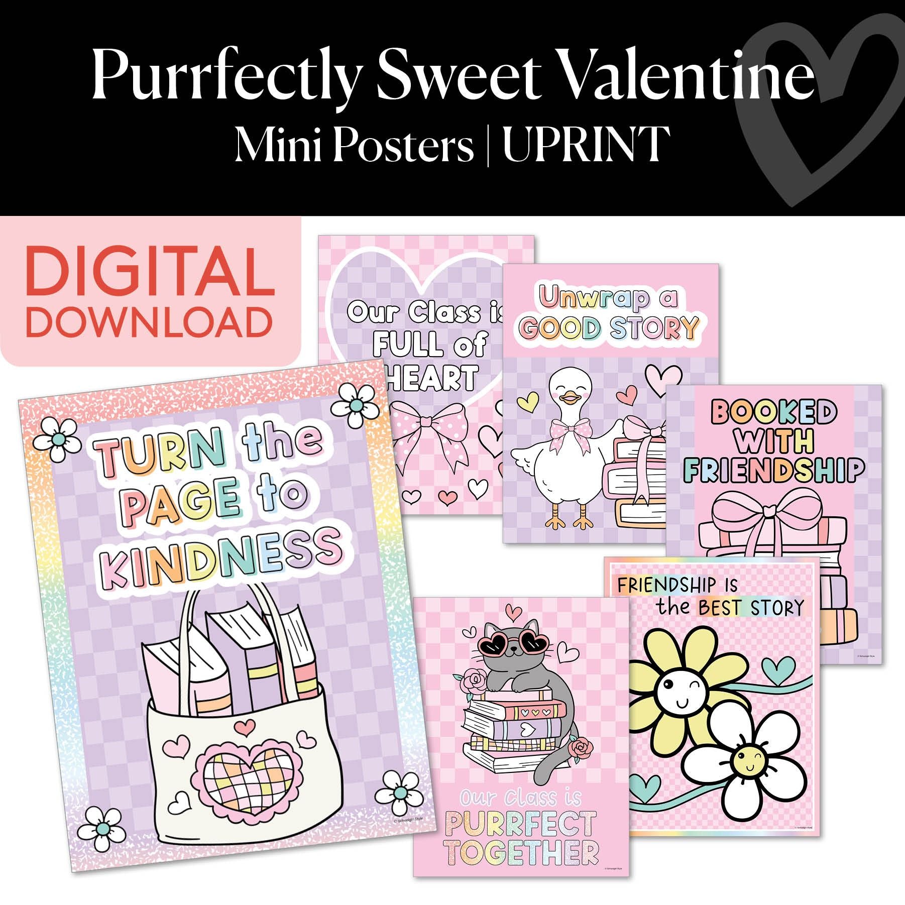 Printable Valentines Mini Posters | Purrfectly Sweet Valentine