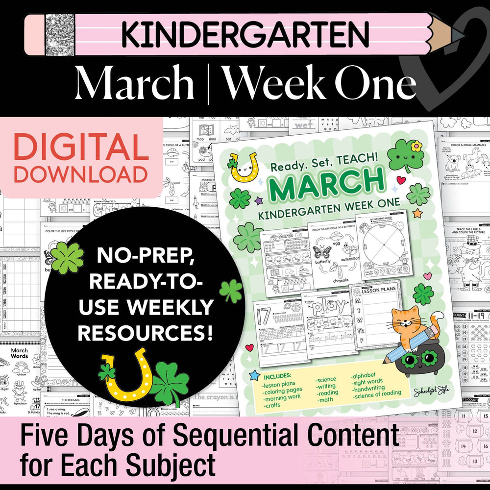 Printable Kindergarten March Week 1 Resources