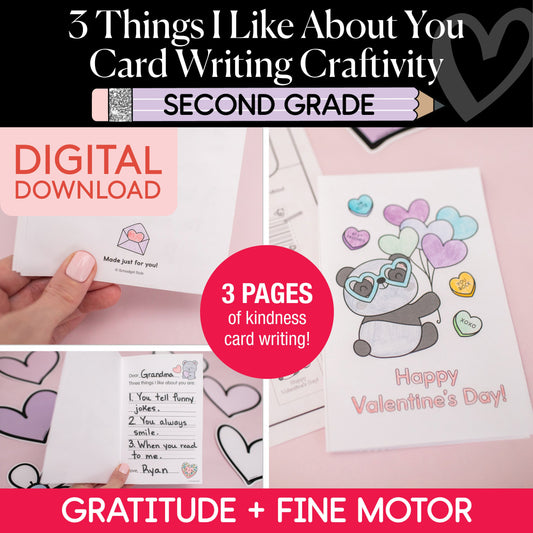Printable February 3 Things I Like About You Card Writing Craftivity