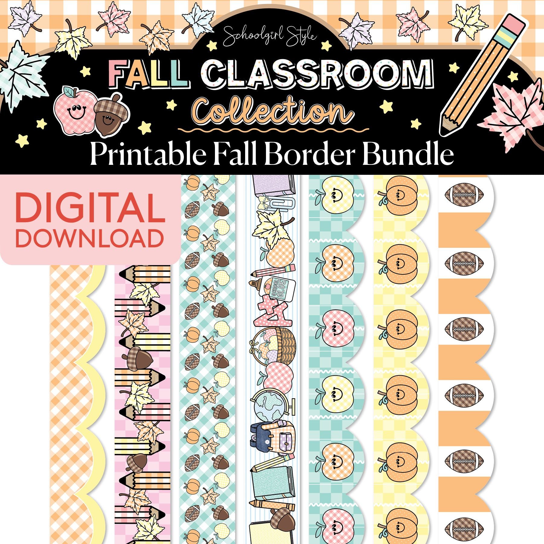 Printable Pastel Fall Border Bundle