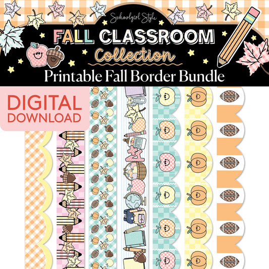 Printable Pastel Fall Border Bundle