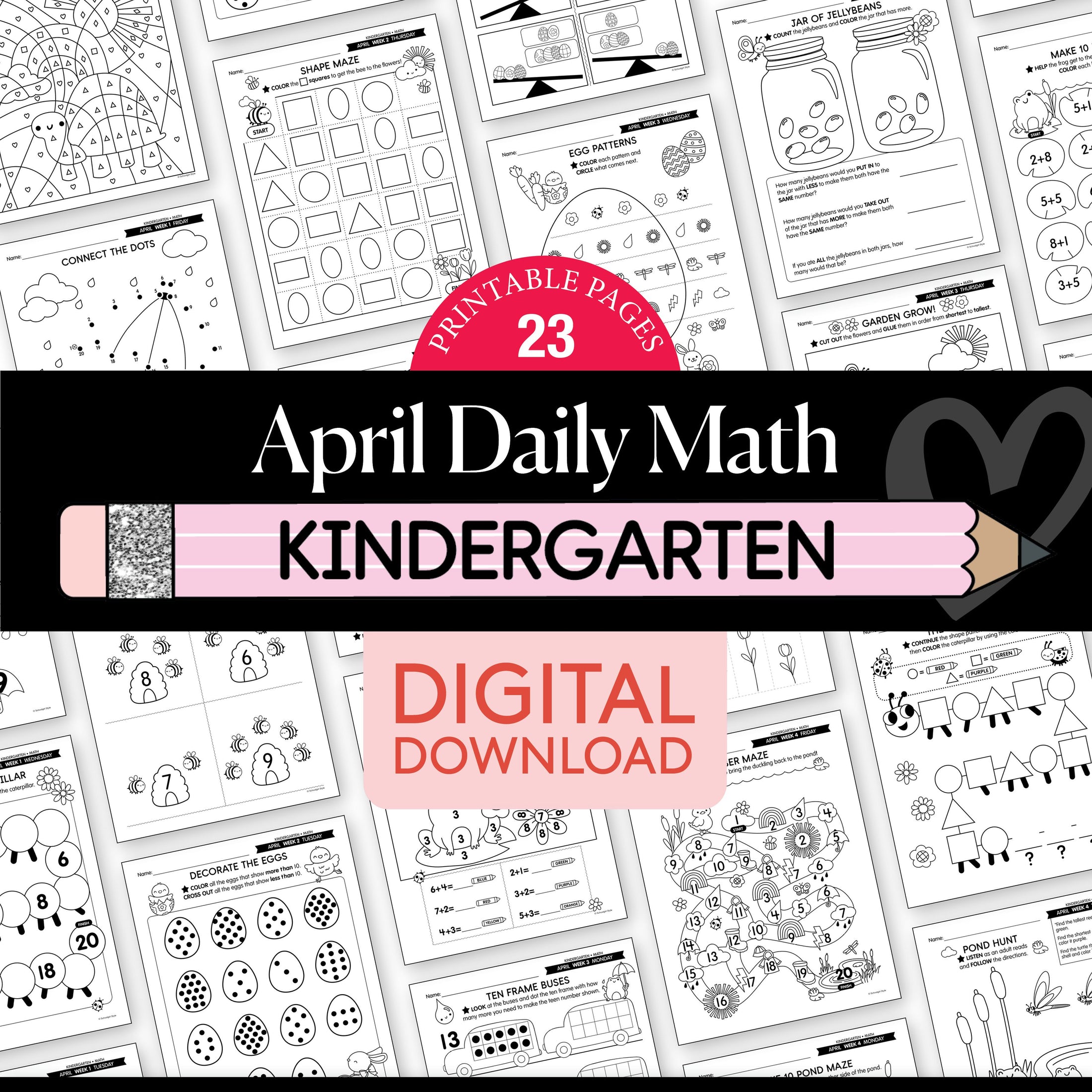 Printable Kindergarten April Daily Math