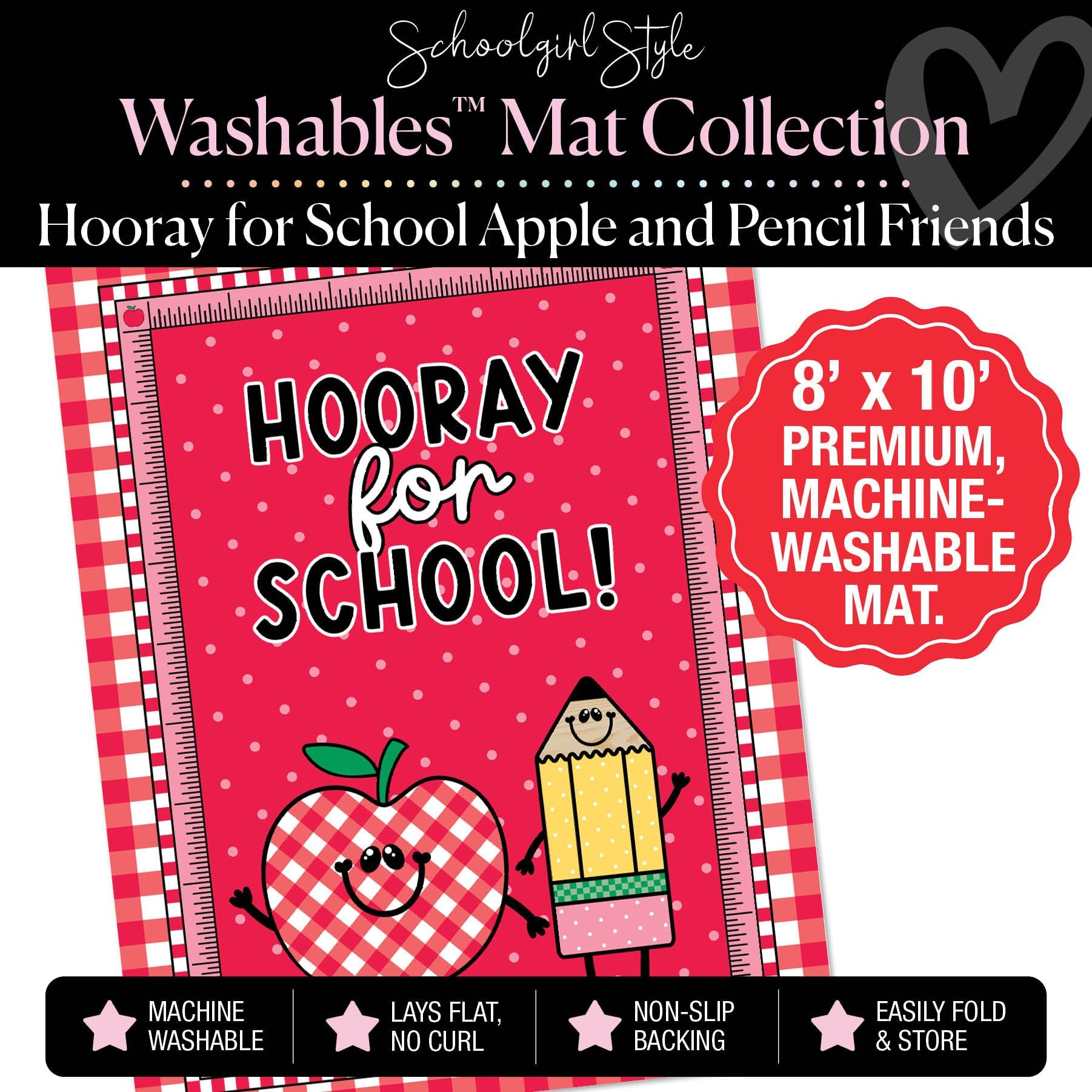 Hooray for School Apple and Pencil Friends Classroom Mat by Schoolgirl Style