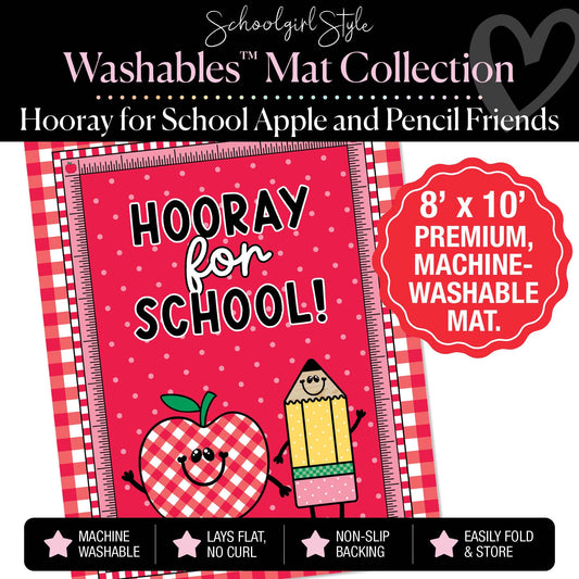 Hooray for School Apple and Pencil Friends Classroom Mat by Schoolgirl Style