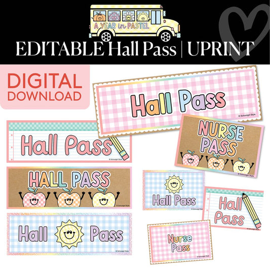 Printable Editable Hall Passes | A Year In Pastel