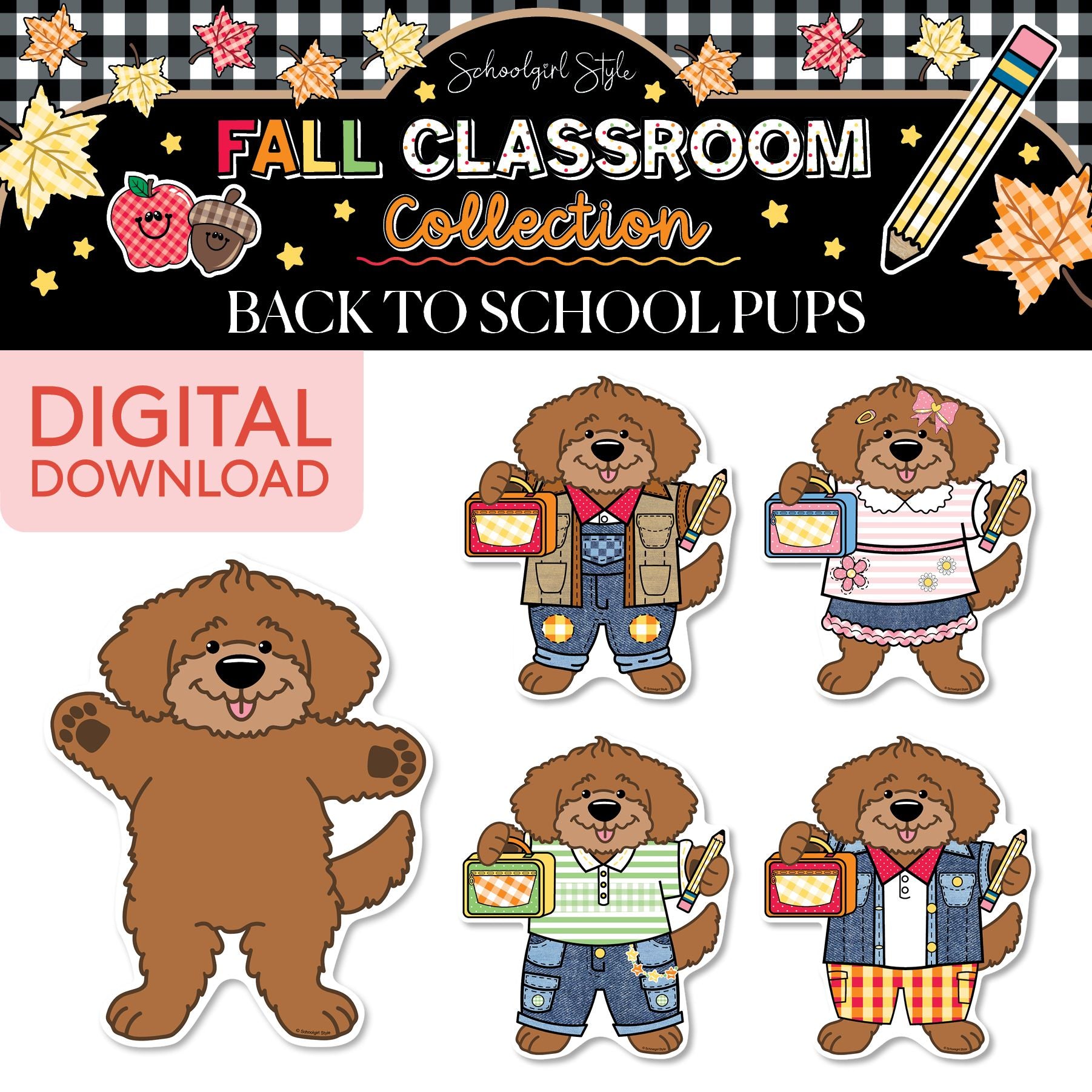 Printable Fall Back to School Pups | 90s Teacher