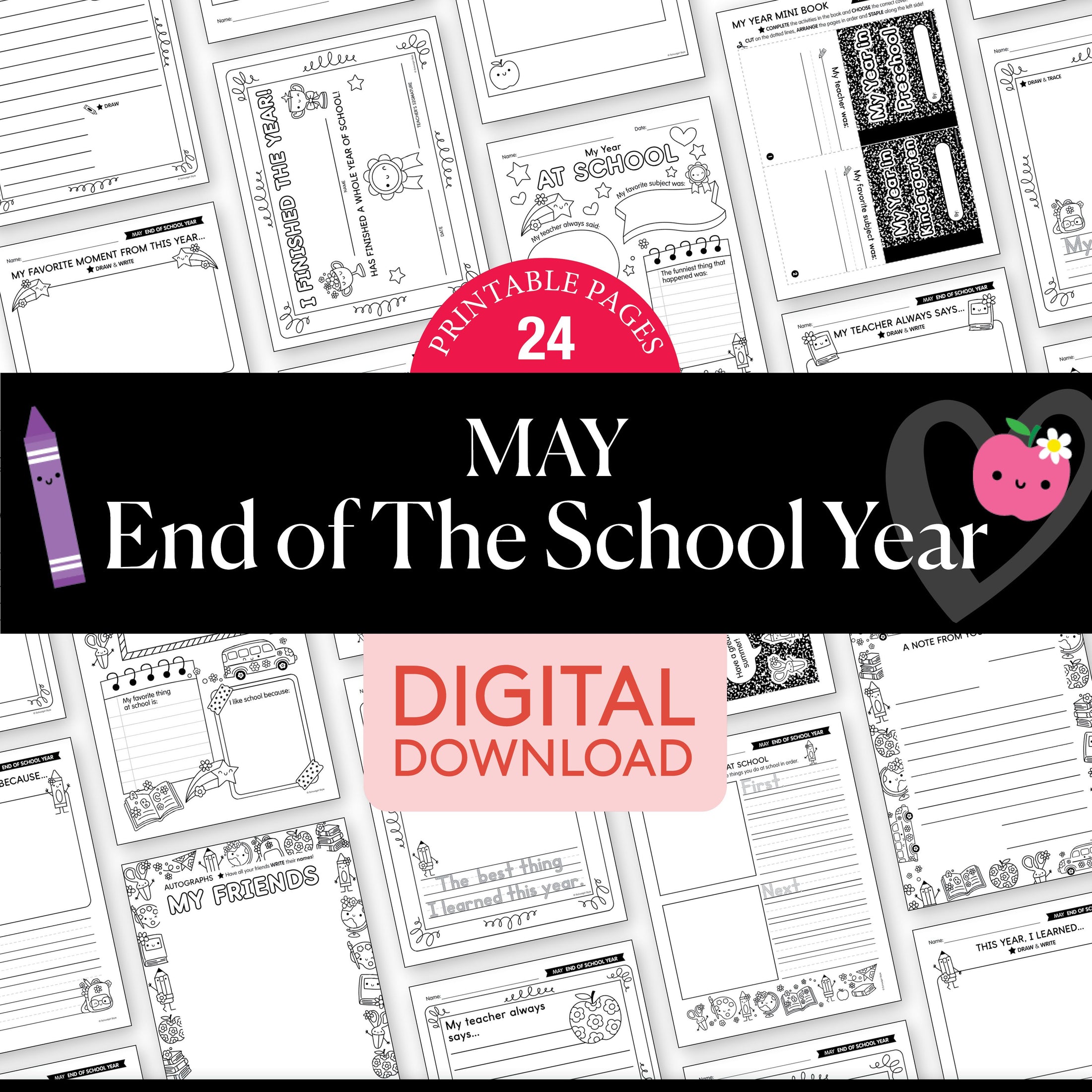 Printable No-Prep End-Of-Year Keepsake Pack: Crafts, Writing & Activities (PreK-3)