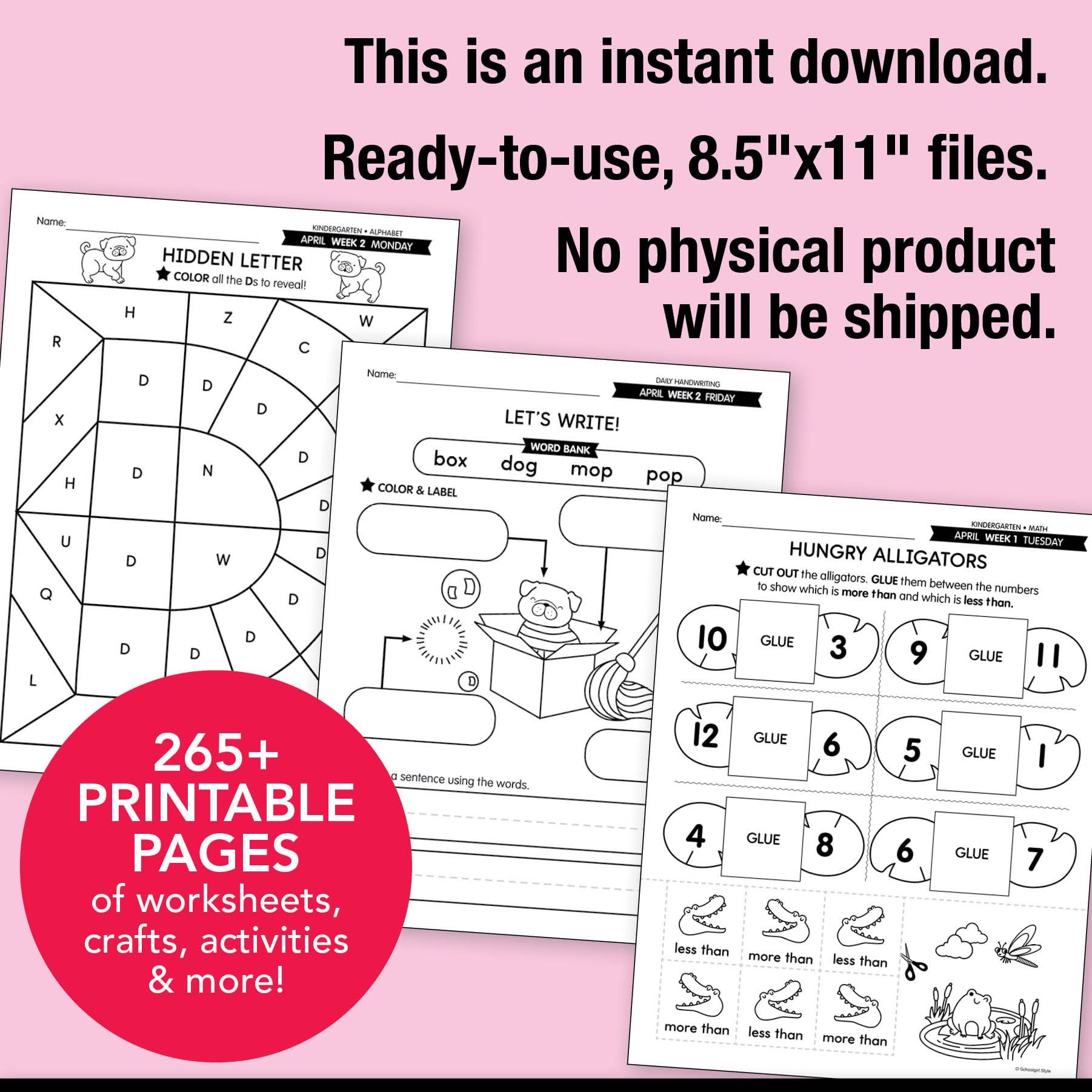 Printable Kindergarten April Thematic Unit Bundle