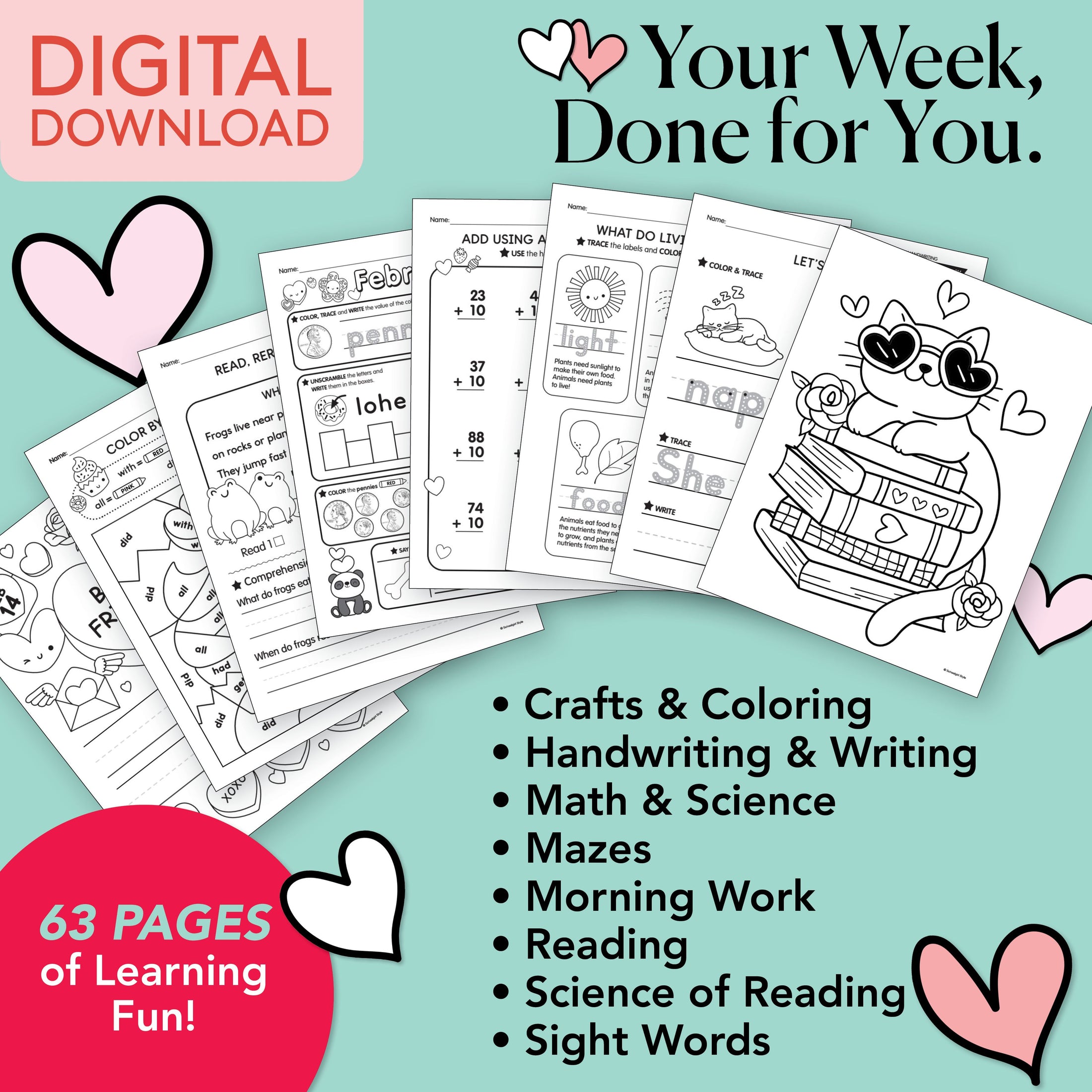Printable First Grade February Week 2 Resources