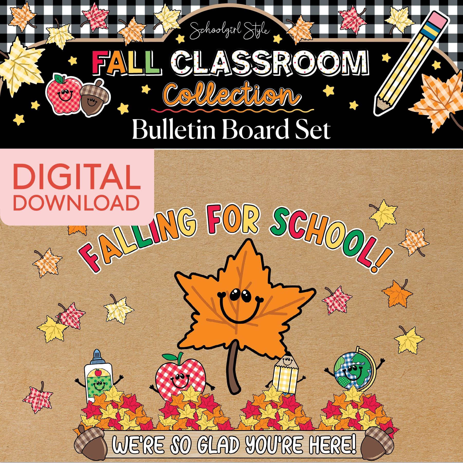Printable Fall Bulletin Board Set | 90s Teacher