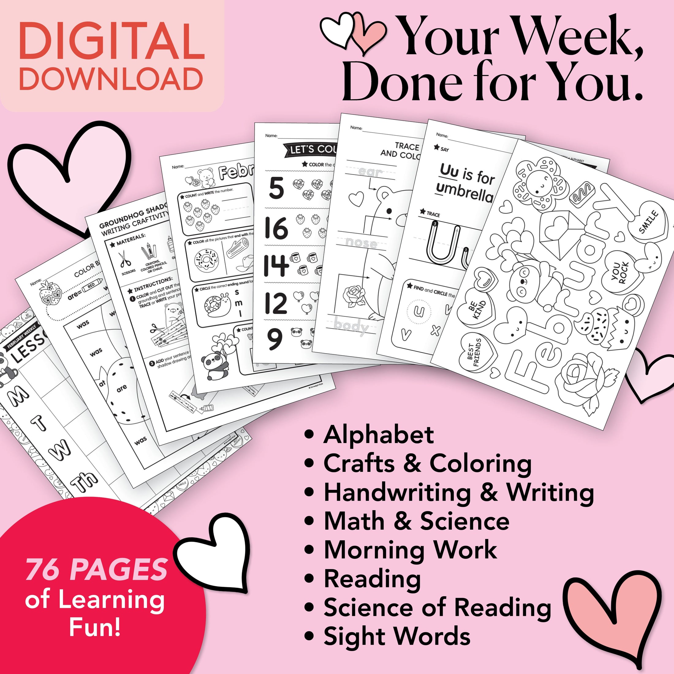 Printable Kindergarten February Week 1 Resources
