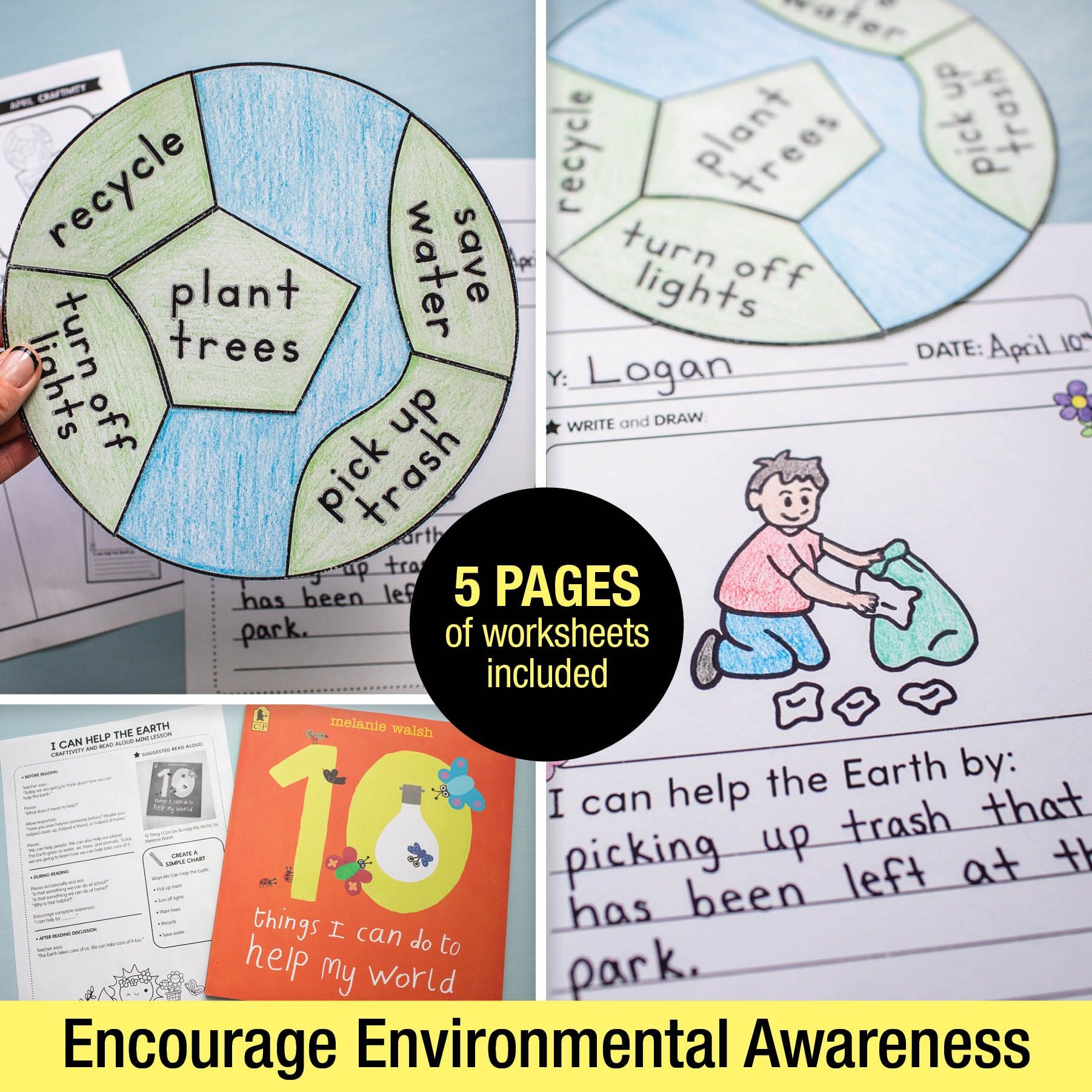 Printable April I Can Help the Earth Craftivity and Read Aloud Mini Lesson