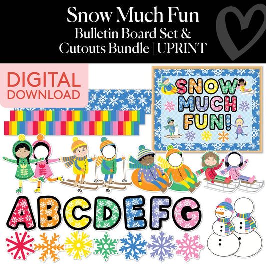Printable Winter Snow Much Fun Bulletin Board Set | Sweet Sips and Snowflakes