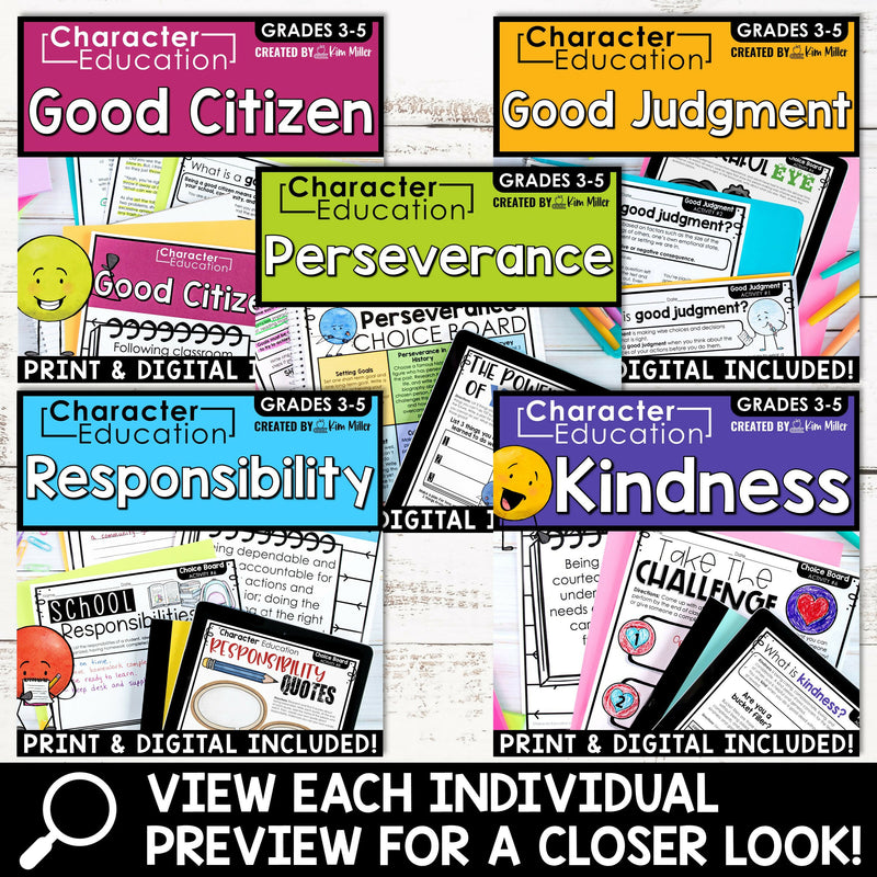 Character Education Social Emotional Learning Activities Social Skills Bundle